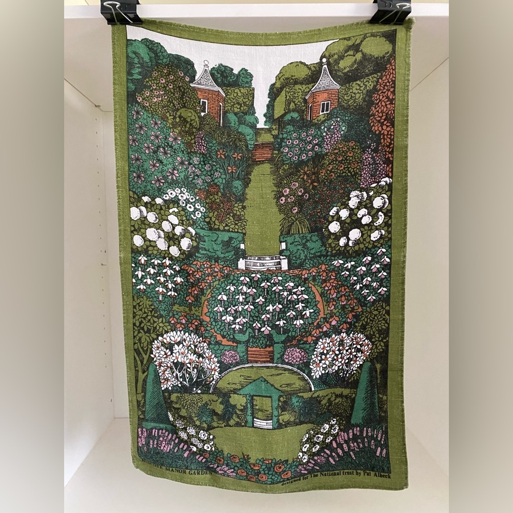 Pat Albeck collectible Tea Towel of Hidcote Manor Garden